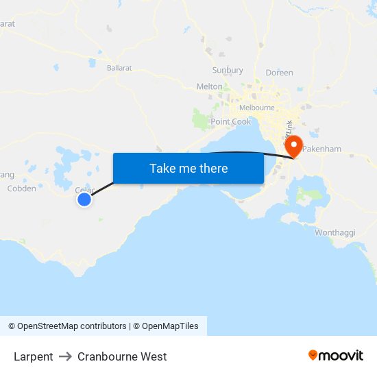 Larpent to Cranbourne West map