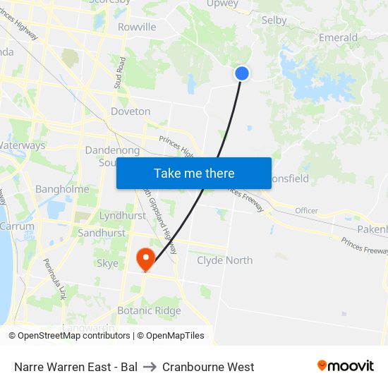 Narre Warren East - Bal to Cranbourne West map