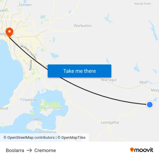 Boolarra to Cremorne map