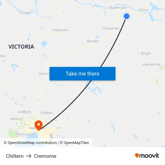 Chiltern to Cremorne map