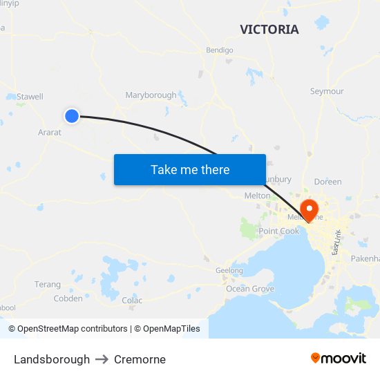 Landsborough to Cremorne map