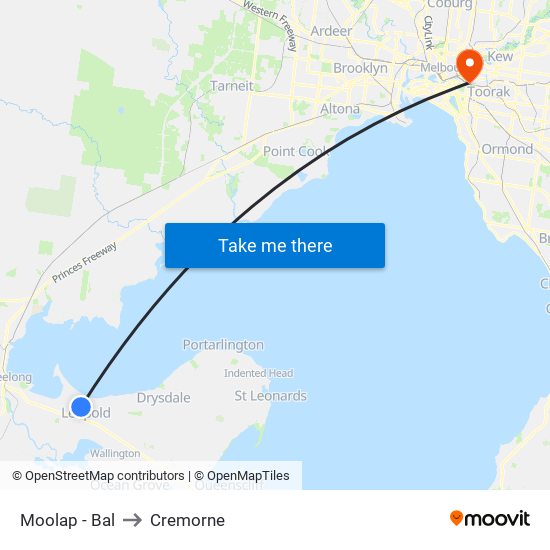 Moolap - Bal to Cremorne map