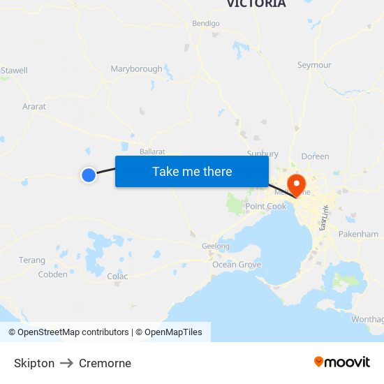 Skipton to Cremorne map