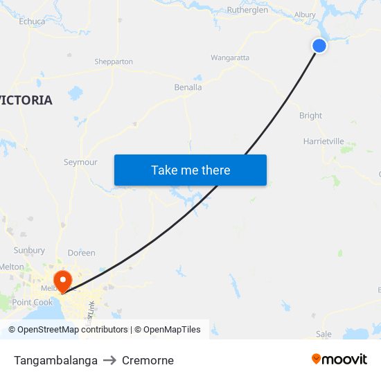 Tangambalanga to Cremorne map