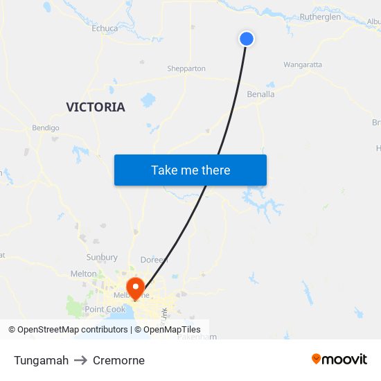 Tungamah to Cremorne map