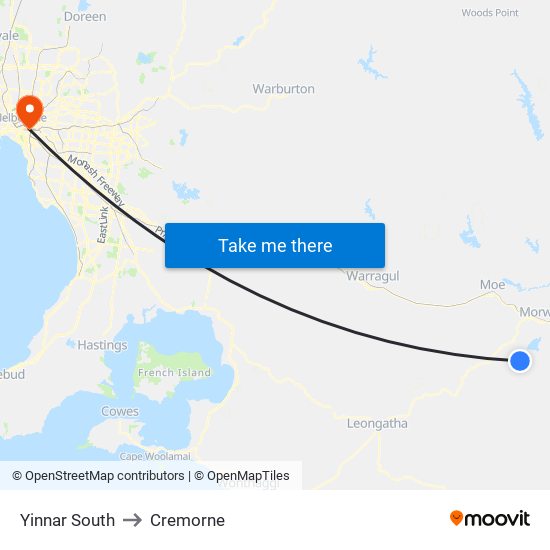 Yinnar South to Cremorne map