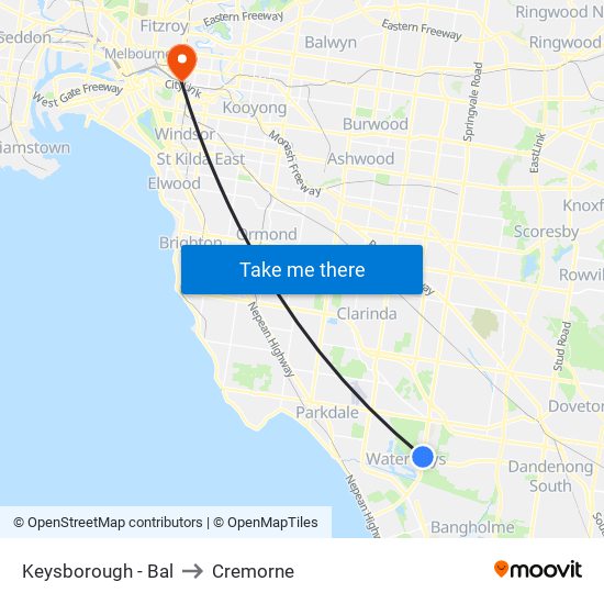 Keysborough - Bal to Cremorne map