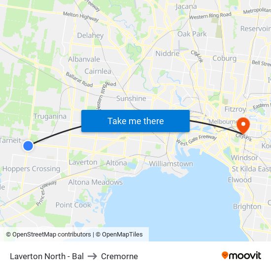 Laverton North - Bal to Cremorne map