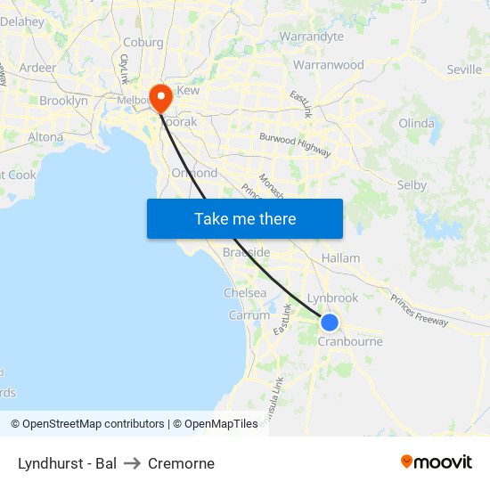 Lyndhurst - Bal to Cremorne map