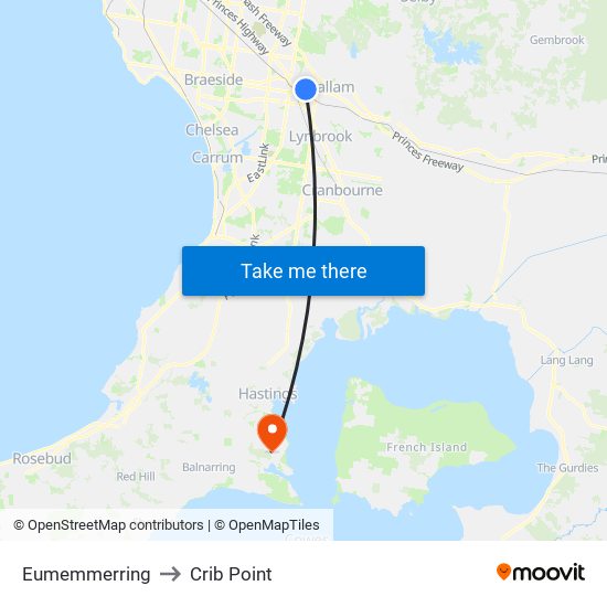 Eumemmerring to Crib Point map