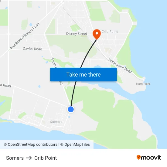 Somers to Crib Point map