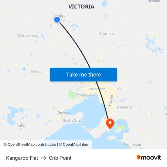 Kangaroo Flat to Crib Point map