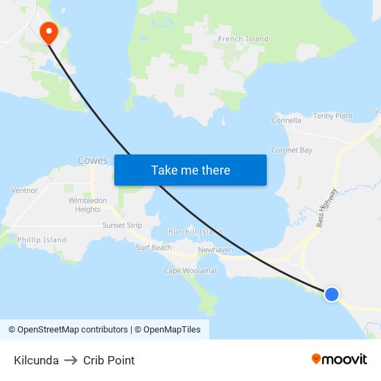 Kilcunda to Crib Point map