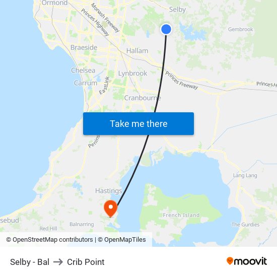 Selby - Bal to Crib Point map