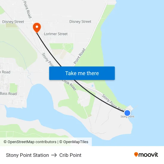 Stony Point Station to Crib Point map