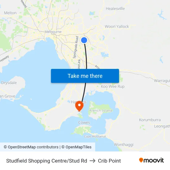 Studfield Shopping Centre/Stud Rd to Crib Point map