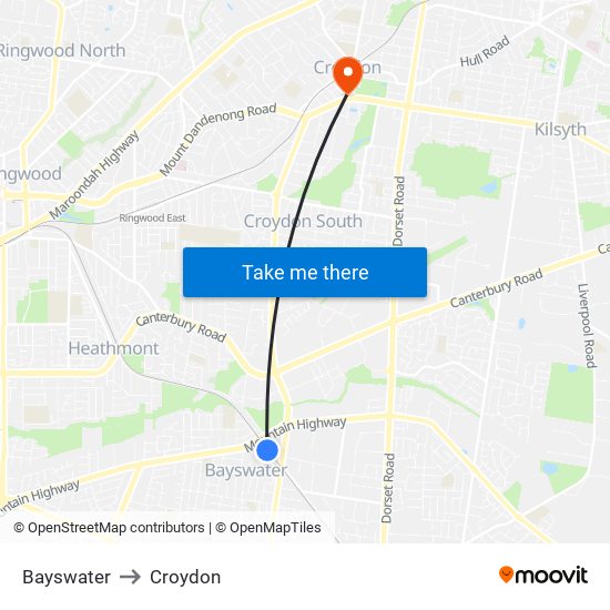 Bayswater to Croydon map