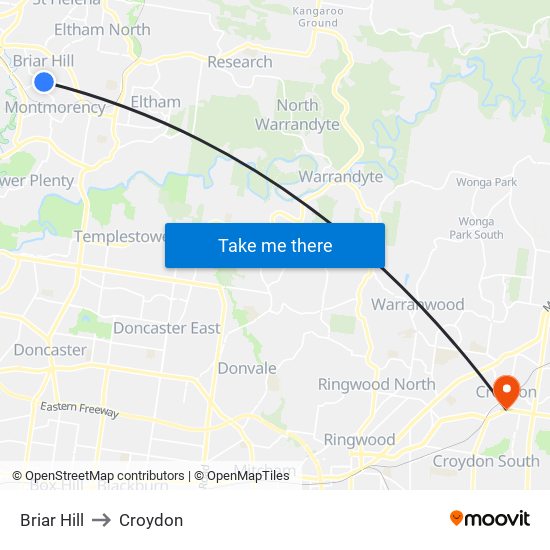 Briar Hill to Croydon map