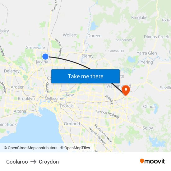 Coolaroo to Croydon map