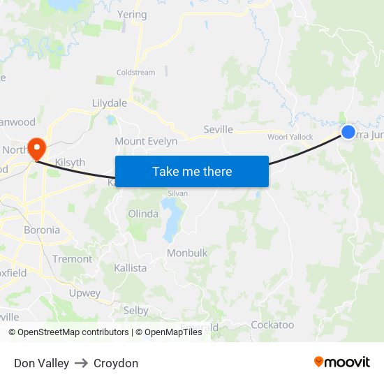 Don Valley to Croydon map