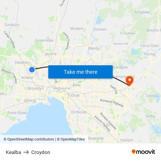 Kealba to Croydon map