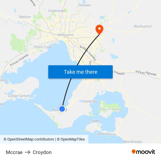 Mccrae to Croydon map