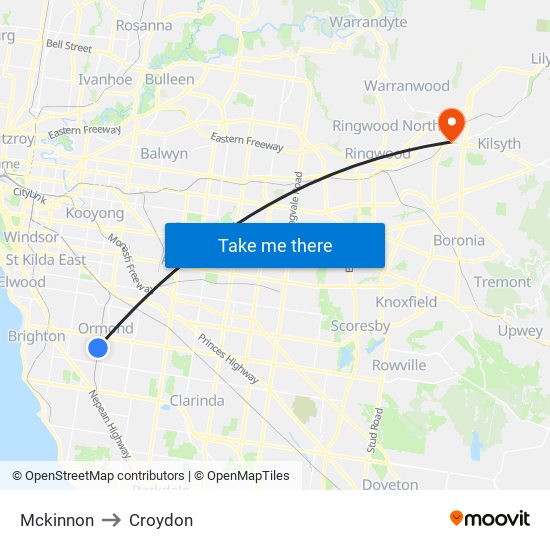 Mckinnon to Croydon map