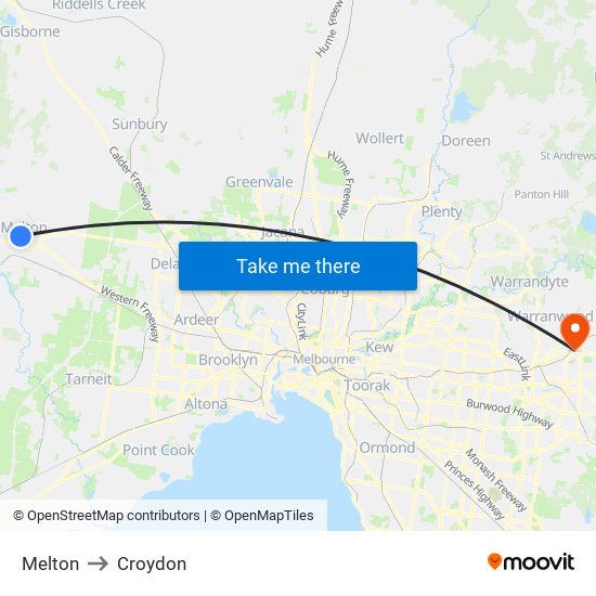 Melton to Croydon map