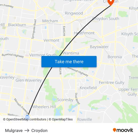 Mulgrave to Croydon map