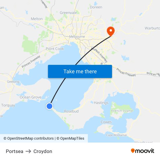 Portsea to Croydon map