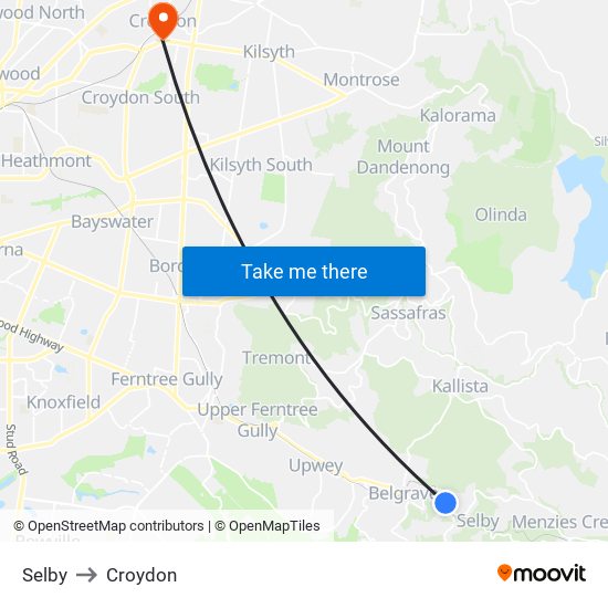 Selby to Croydon map