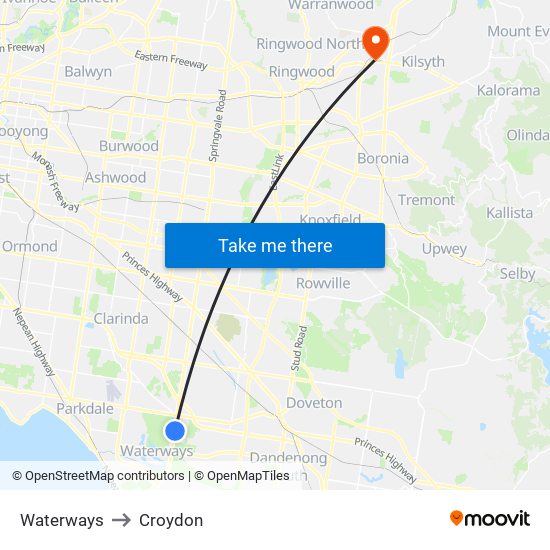 Waterways to Croydon map