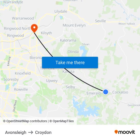 Avonsleigh to Croydon map