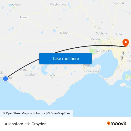 Allansford to Croydon map