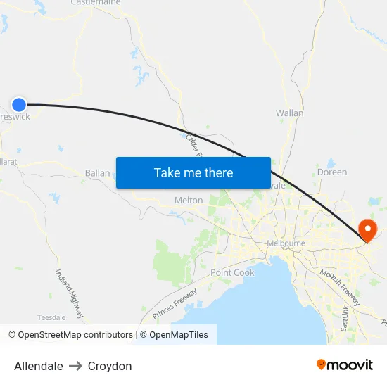Allendale to Croydon map