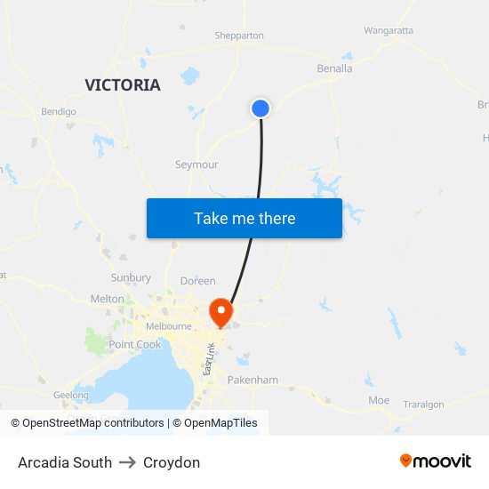 Arcadia South to Croydon map