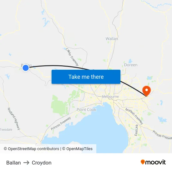 Ballan to Croydon map
