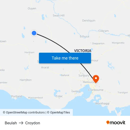 Beulah to Croydon map