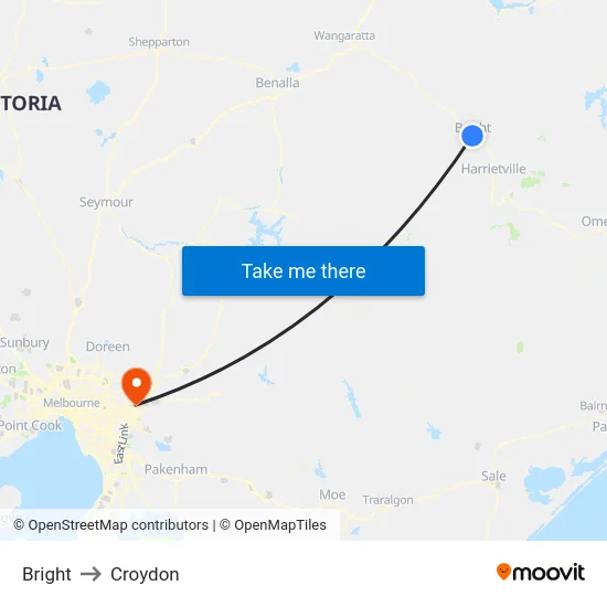 Bright to Croydon map