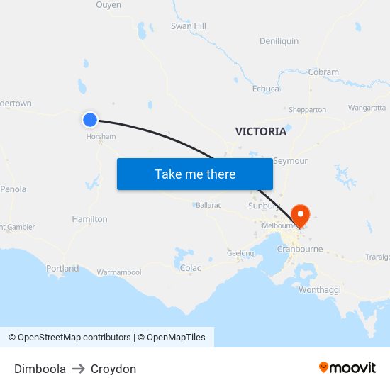 Dimboola to Croydon map
