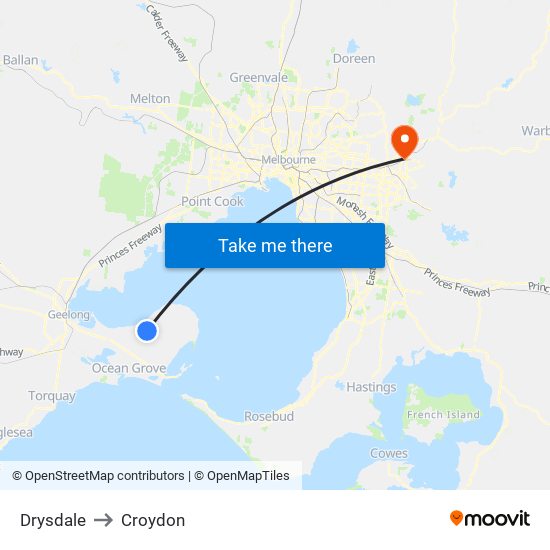 Drysdale to Croydon map