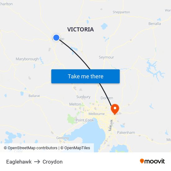 Eaglehawk to Croydon map