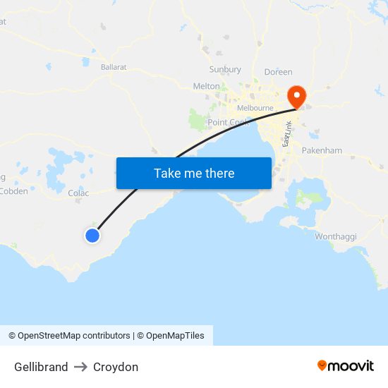 Gellibrand to Croydon map