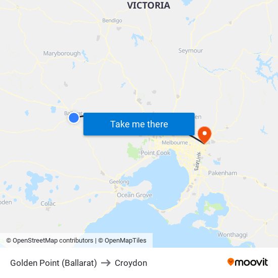 Golden Point (Ballarat) to Croydon map