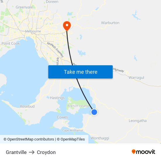 Grantville to Croydon map