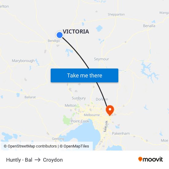 Huntly - Bal to Croydon map