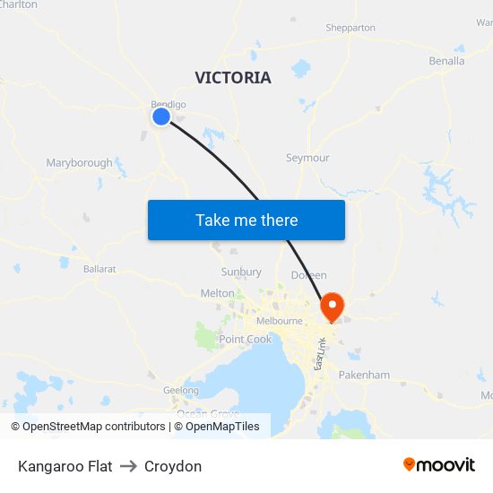 Kangaroo Flat to Croydon map