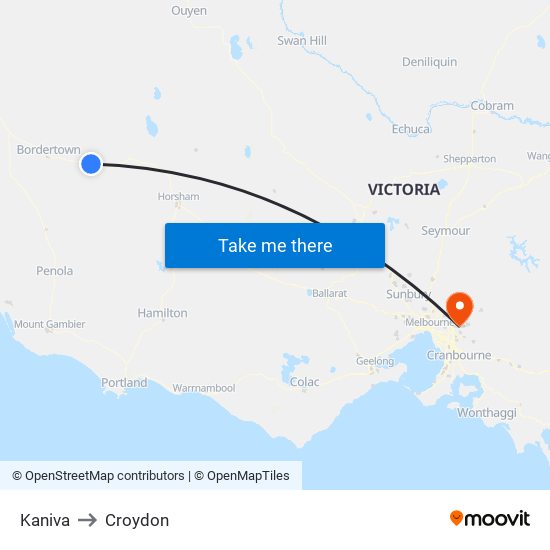 Kaniva to Croydon map