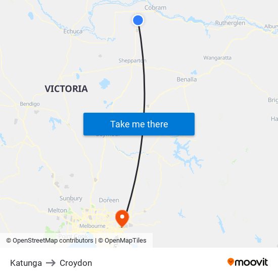 Katunga to Croydon map