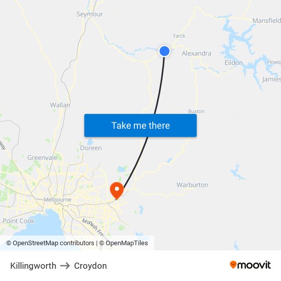 Killingworth to Croydon map